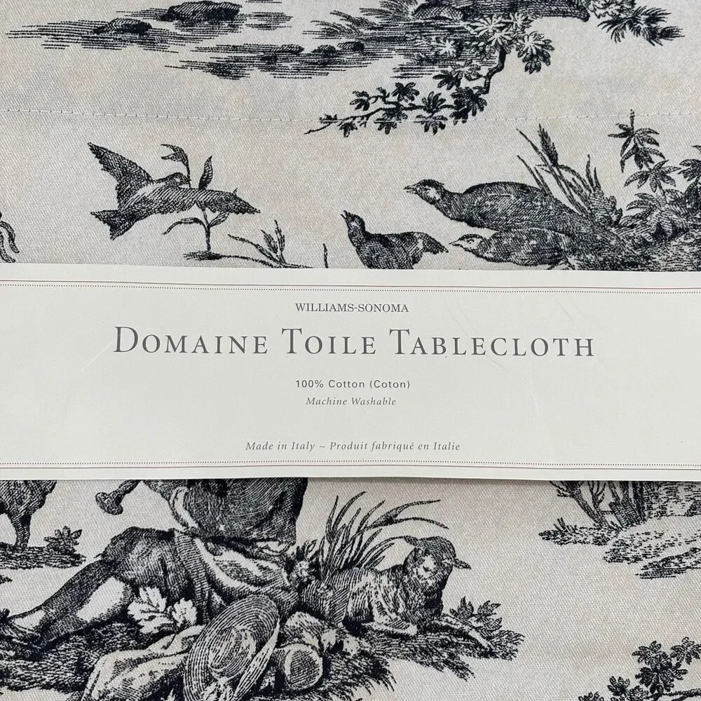 Williams-Sonoma Domaine Toile Tablecloth 68” x 70” Cream & Black NWT